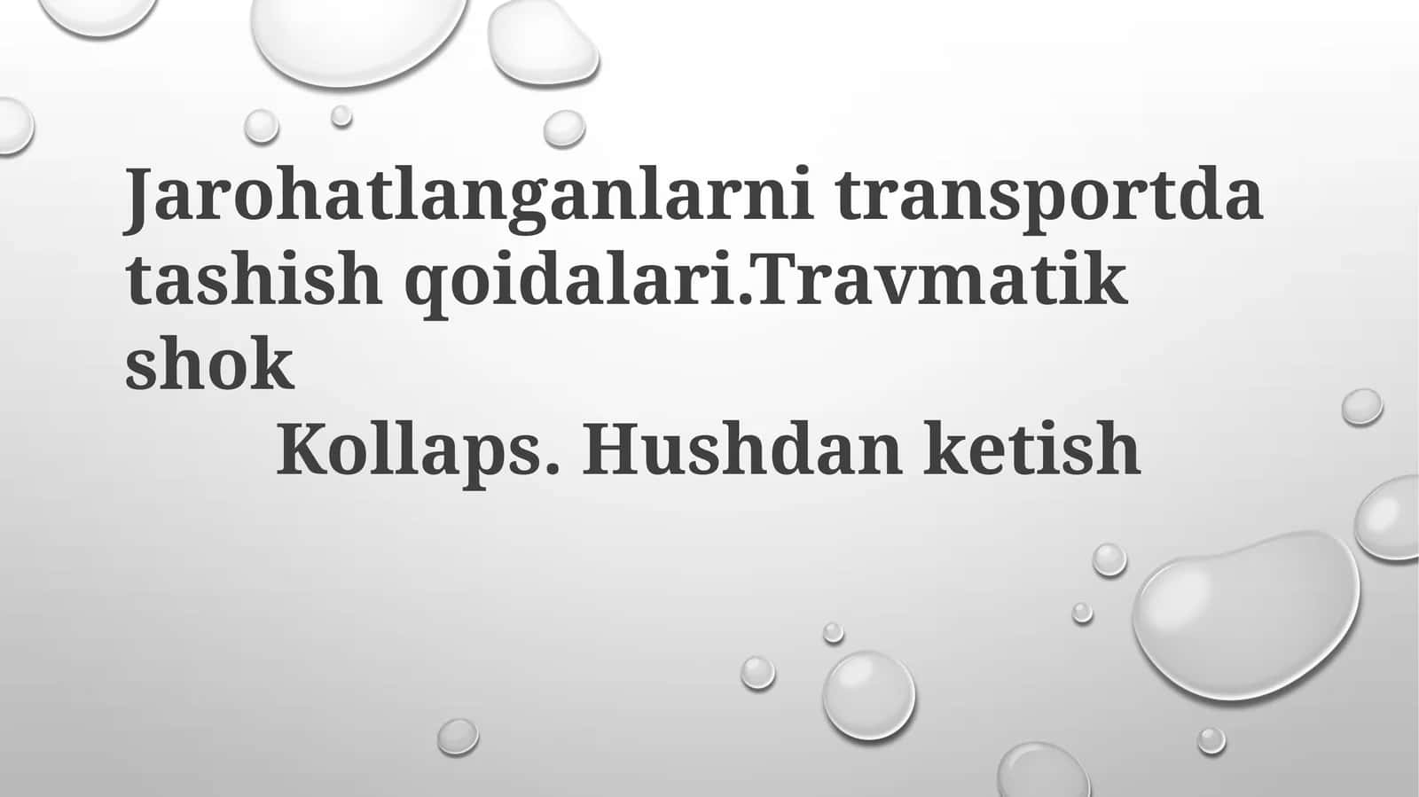 Jarohatlanganlarni tashish qoidalari 1