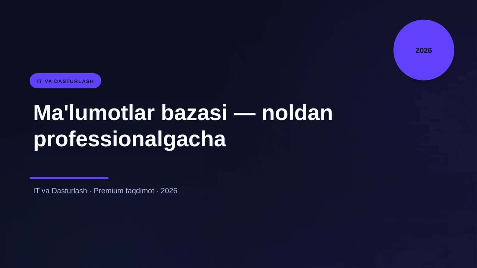 Ma'lumotlar bazasi — noldan professionalgacha 1