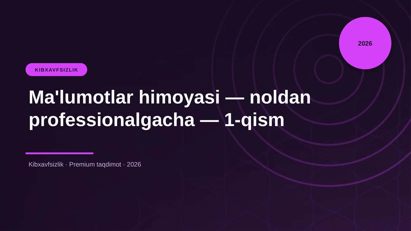Ma'lumotlar himoyasi — noldan professionalgacha — 1-qism 1