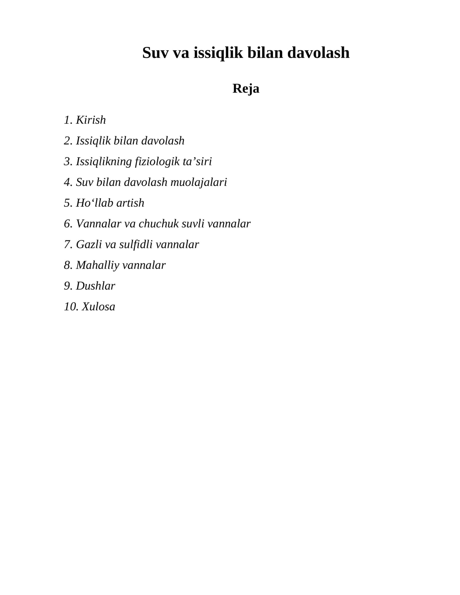 Suv va issiqlik bilan davolash 1