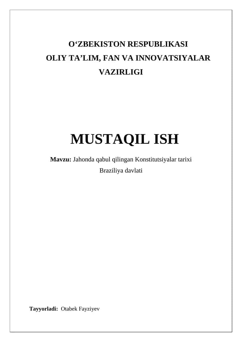 Jahonda qabul qilingan Konstitutsiyalar tarixi 1