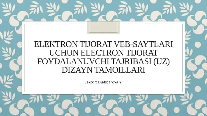 ELEKTRON TIJORAT WEB-SAYTLARI 1