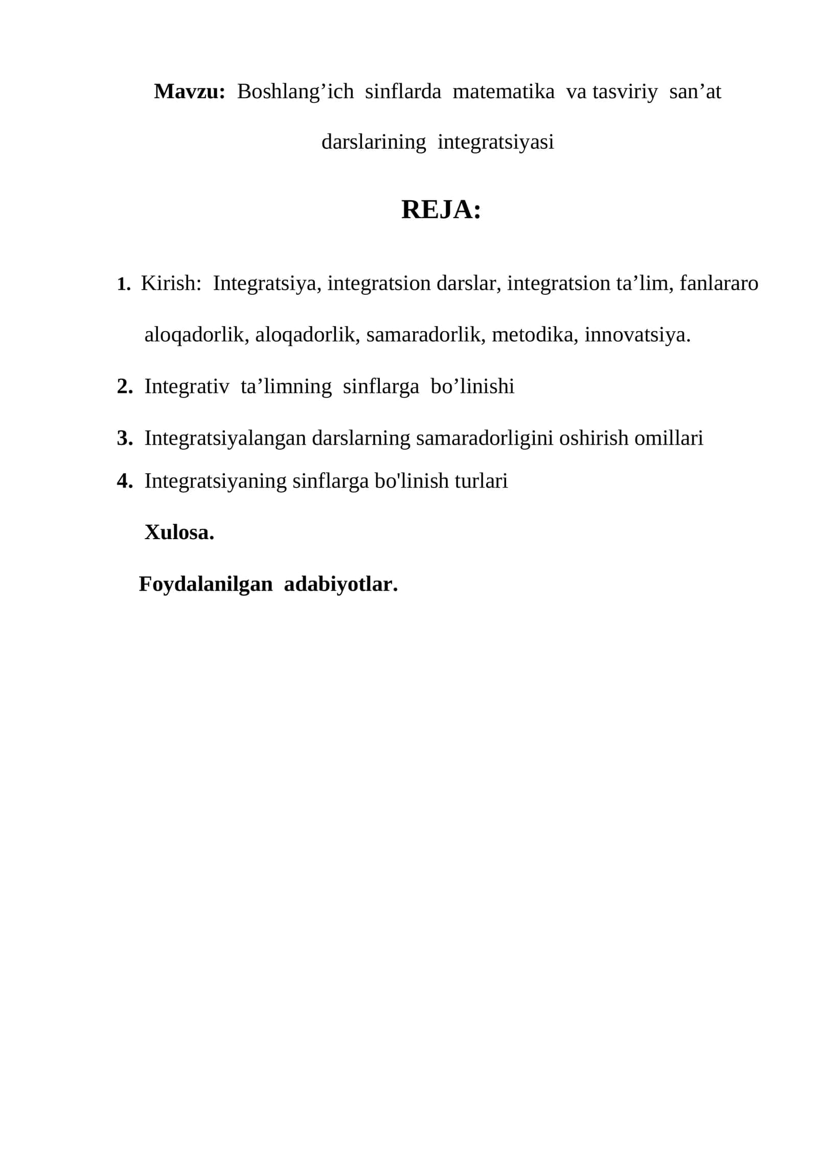 Boshlang’ich sinflarda matematika va tasviriy san’at darslarining integratsiyasi 1