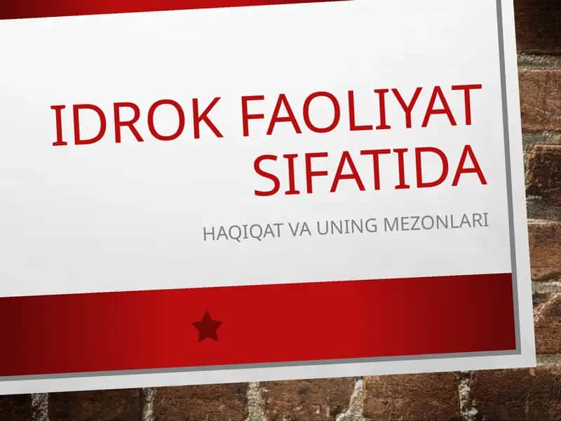 Kognitivlik va Idrok faoliyati 1