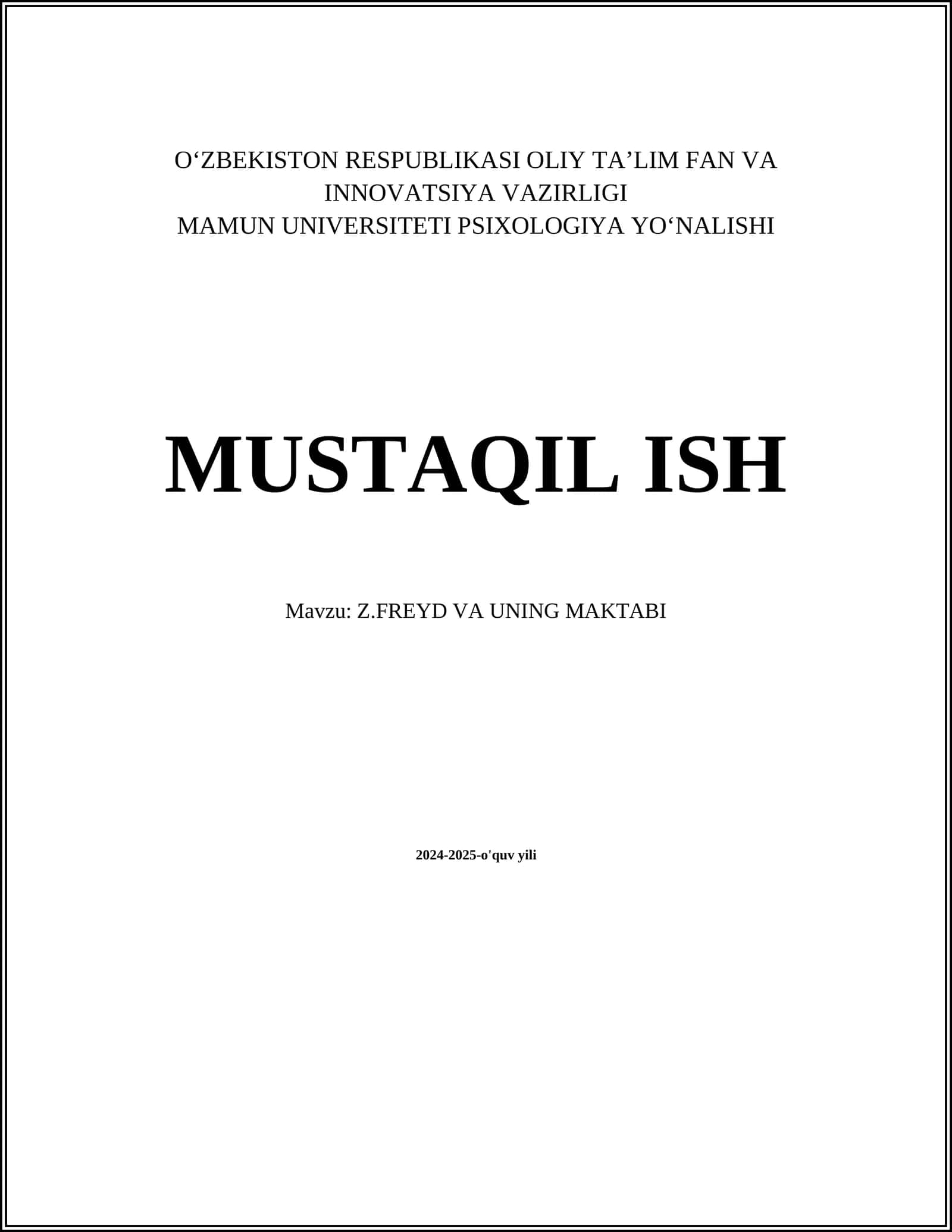 Z.FREYD VA UNING MAKTABI 1