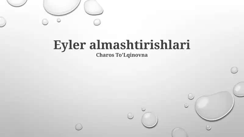 Eyler almashtirishlari 1