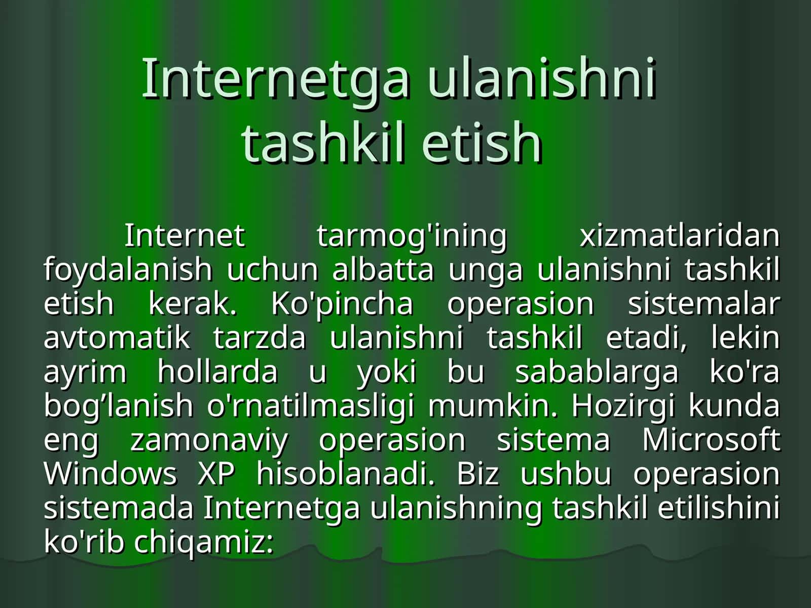 Internetga ulanishni tashkil etish 1
