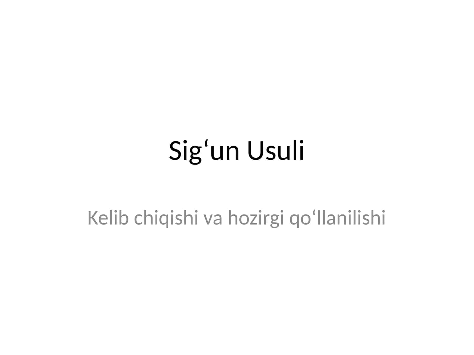 Sig‘un Usuli 1