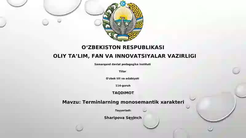 Terminlarning monosemantik xarakteri