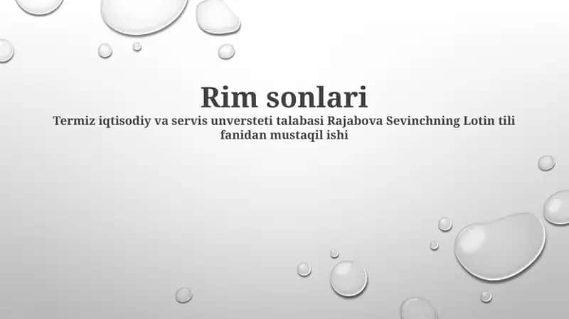 Rim sonlari 1