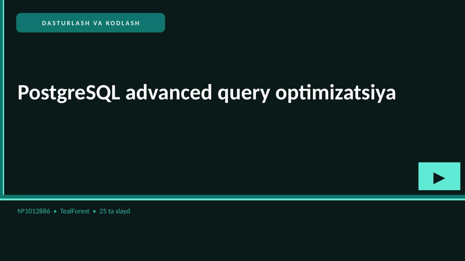PostgreSQL advanced query optimizatsiya 1