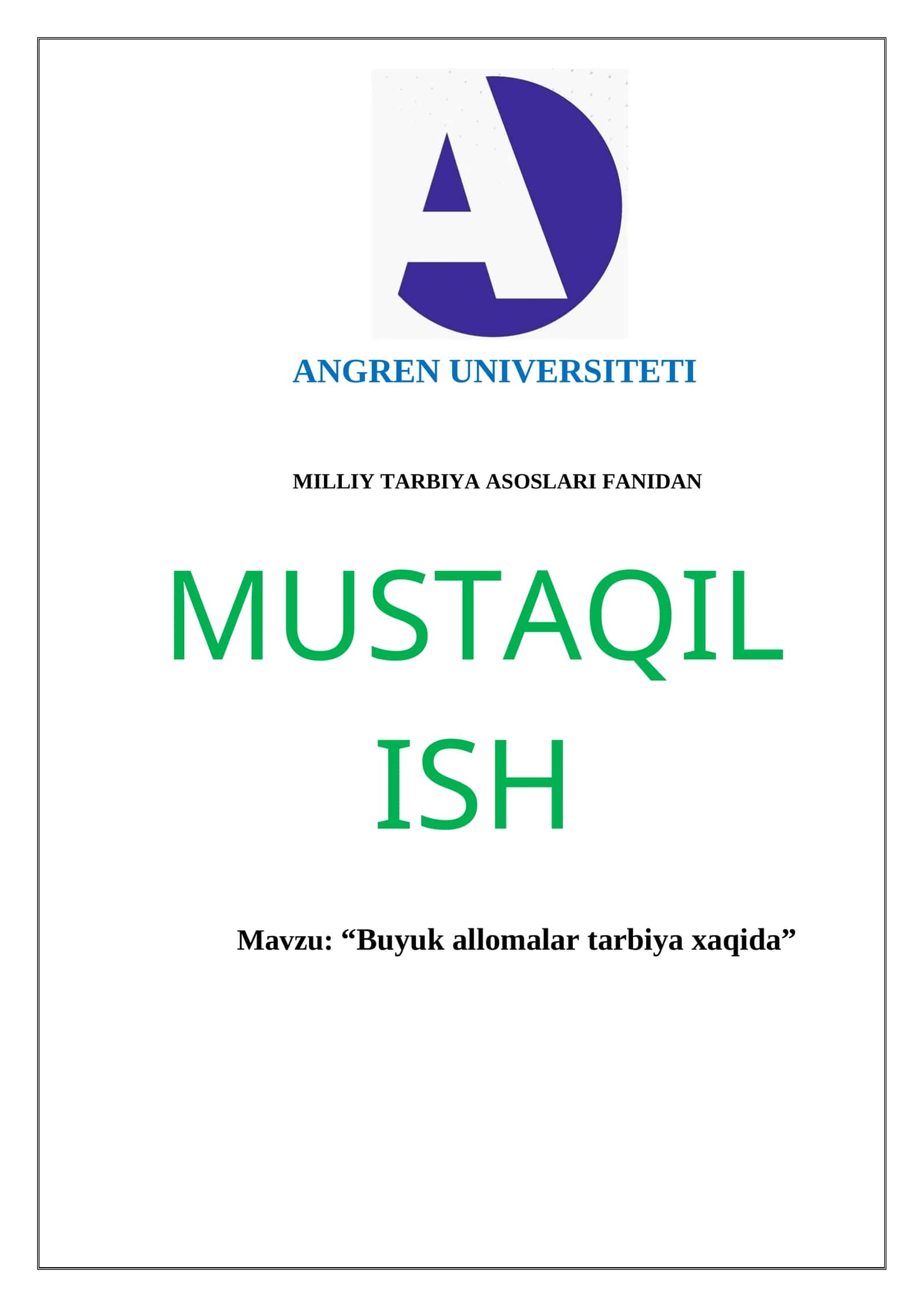 Buyuk allomalar tarbiya xaqida 1