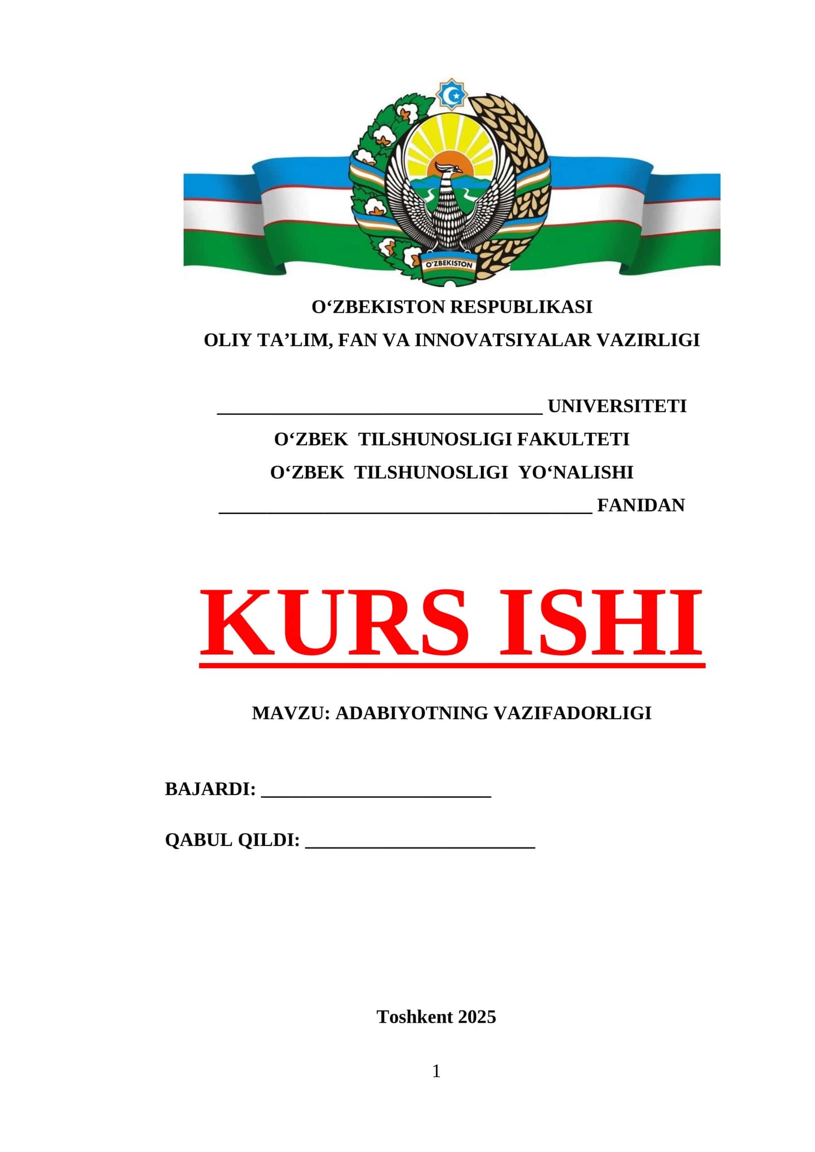 ADABIYOTNING VAZIFADORLIGI 1