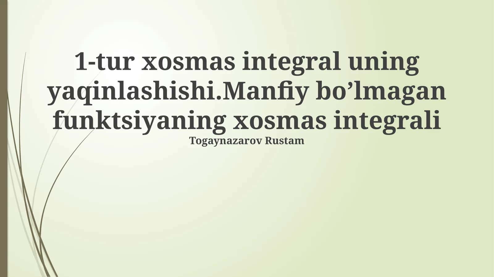 Integral taqqoslash mezonlari 1