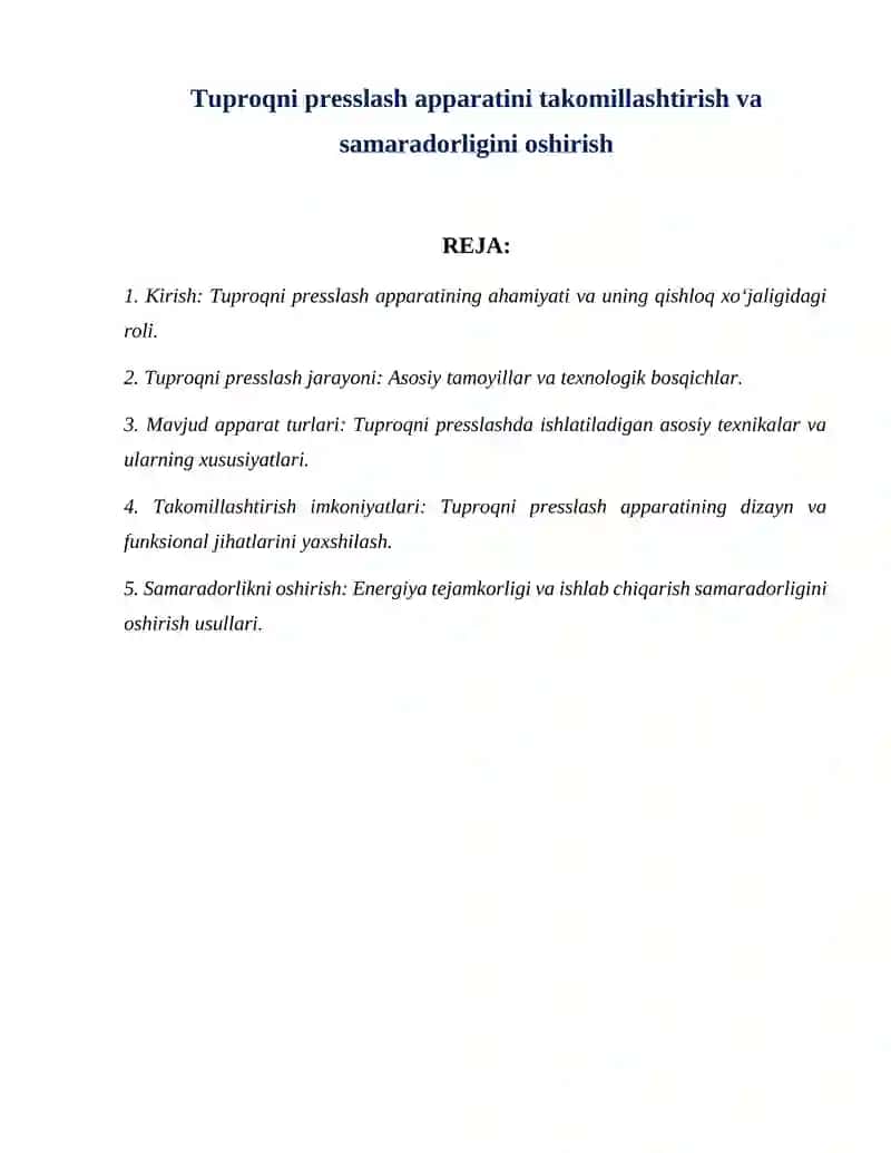 Tuproqni presslash apparati