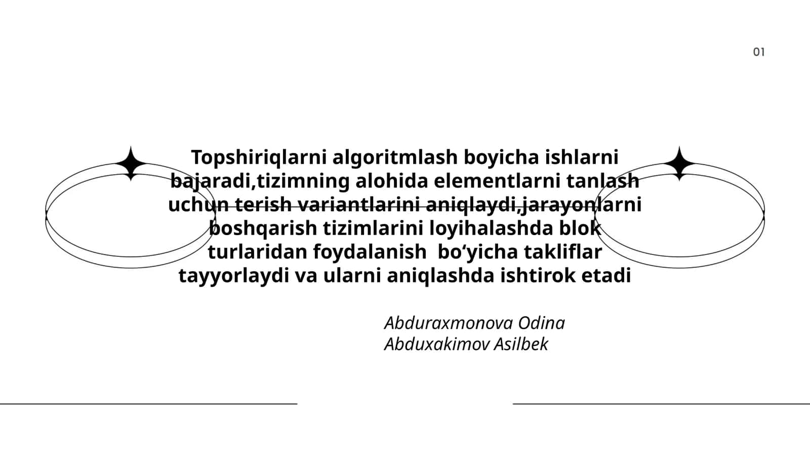 Topshiriqlarni algoritmlash 1
