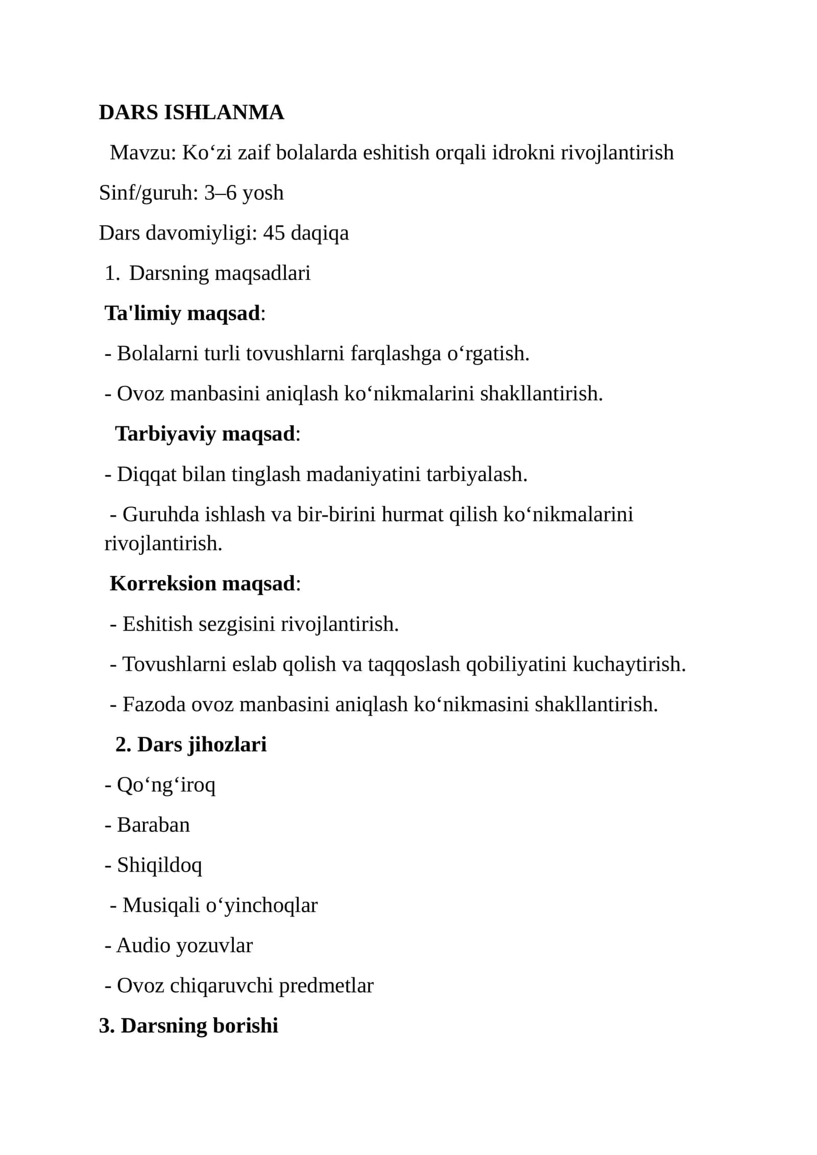 Dars ishlanma Tiflopedagogika 1