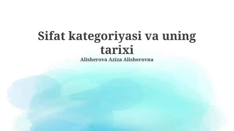 Sifat kategoriyasi va uning tarixi 1
