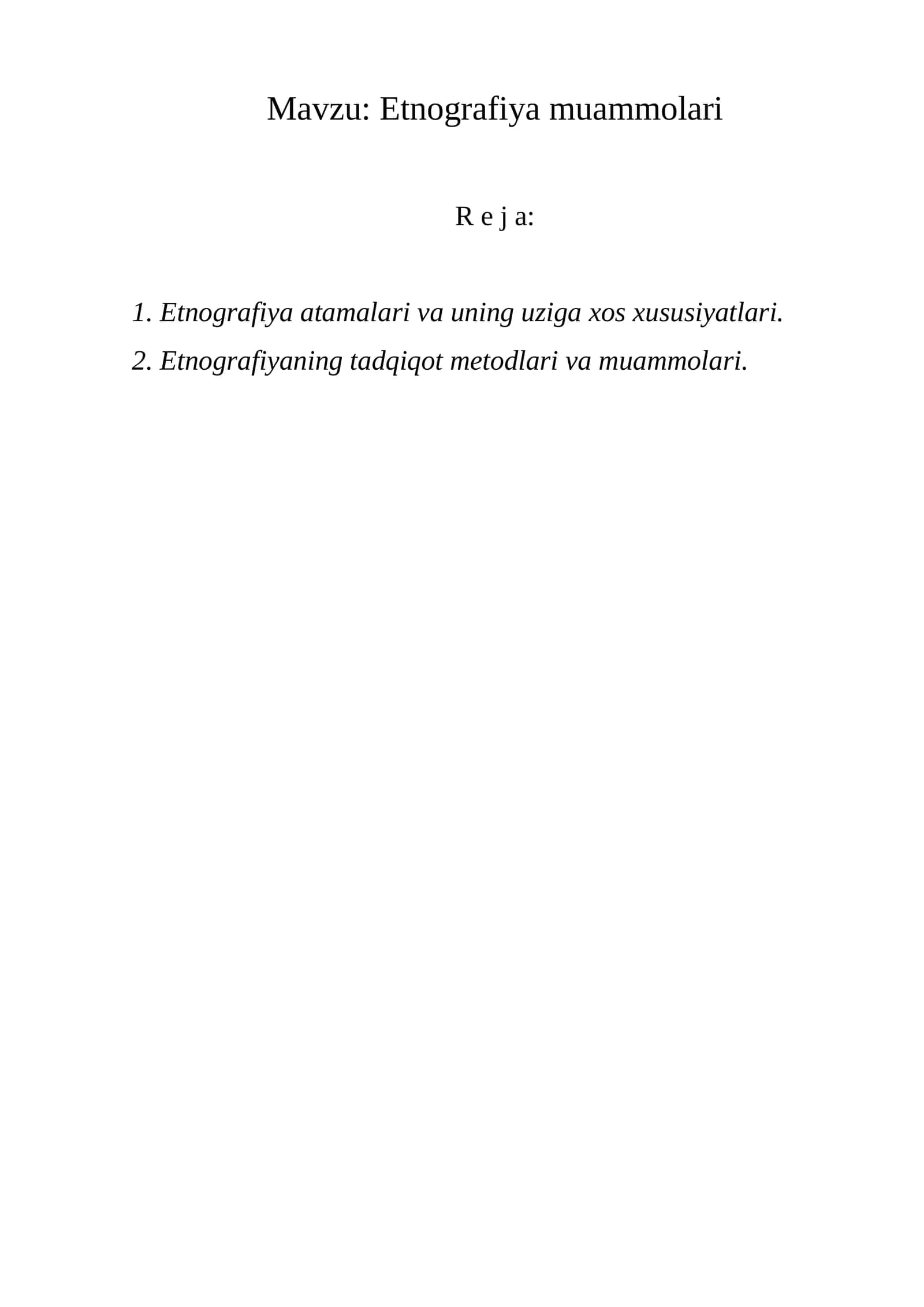 Etnografiya muammolari 1