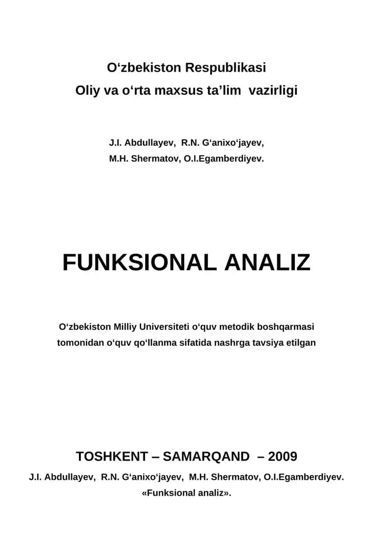 Funksional analiz 1