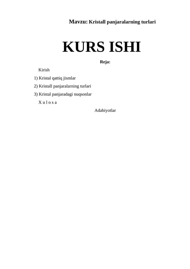 Kristall panjaralarning turlari 1