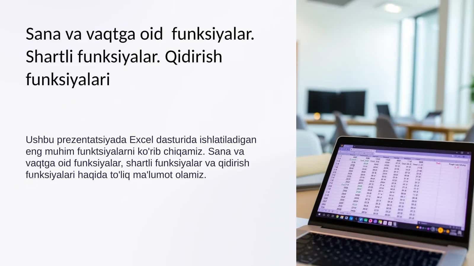 11- sinf Excel-dagi muhim funktsiyalar 1