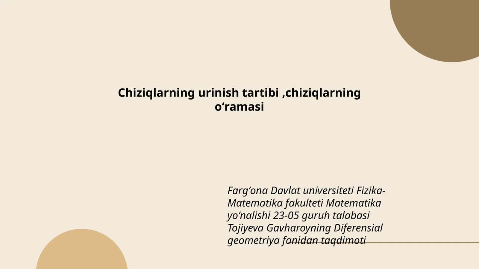 Diferensial geometriya fanidan taqdimoti 1