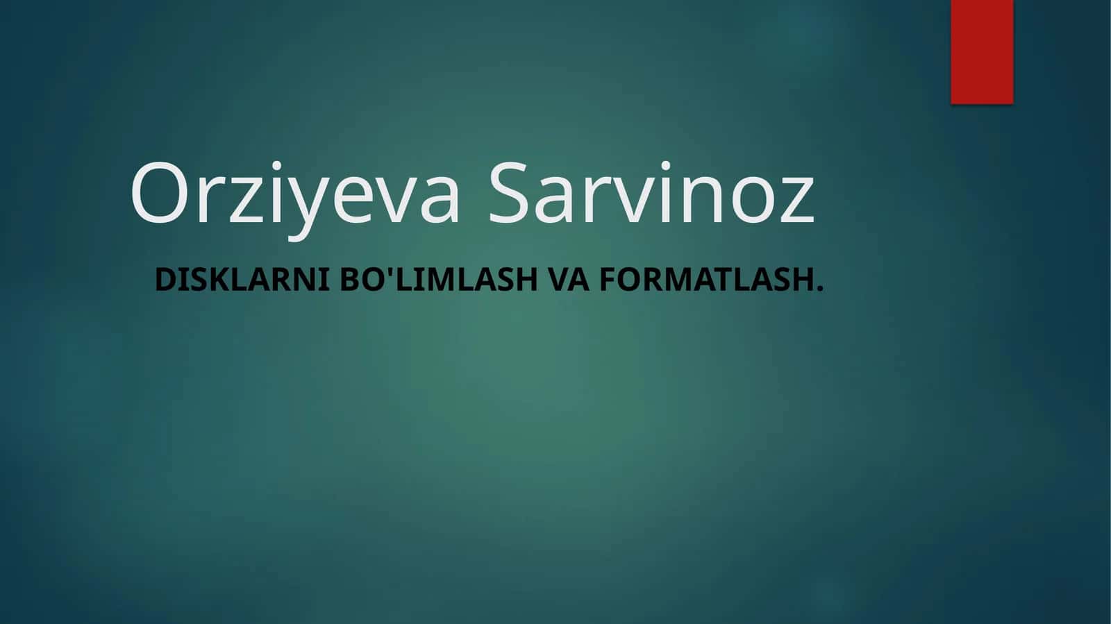 Disklar ni bo'limlash va formatlash 1