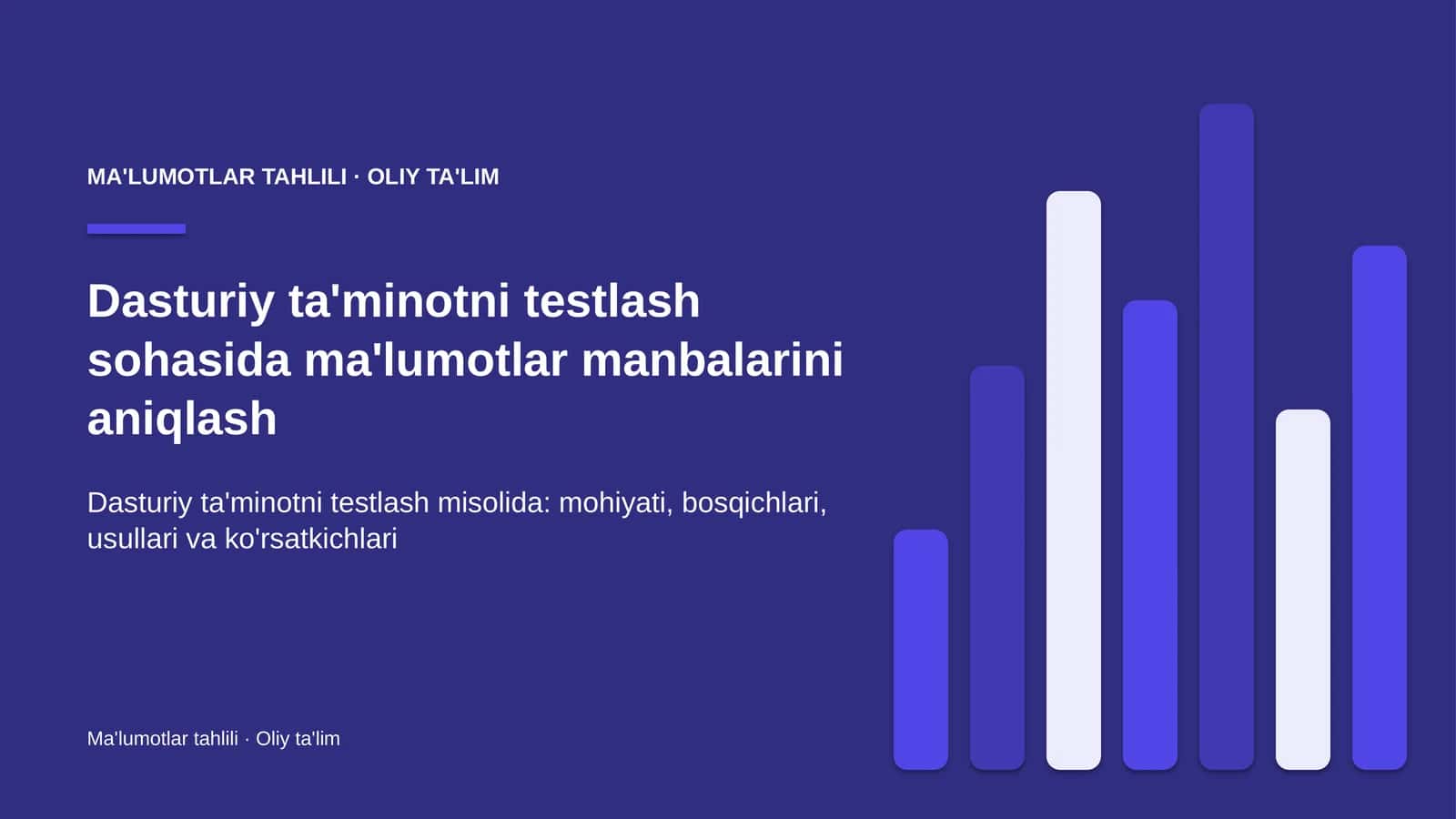 Dasturiy ta'minotni testlash sohasida ma'lumotlar manbalarini aniqlash 1