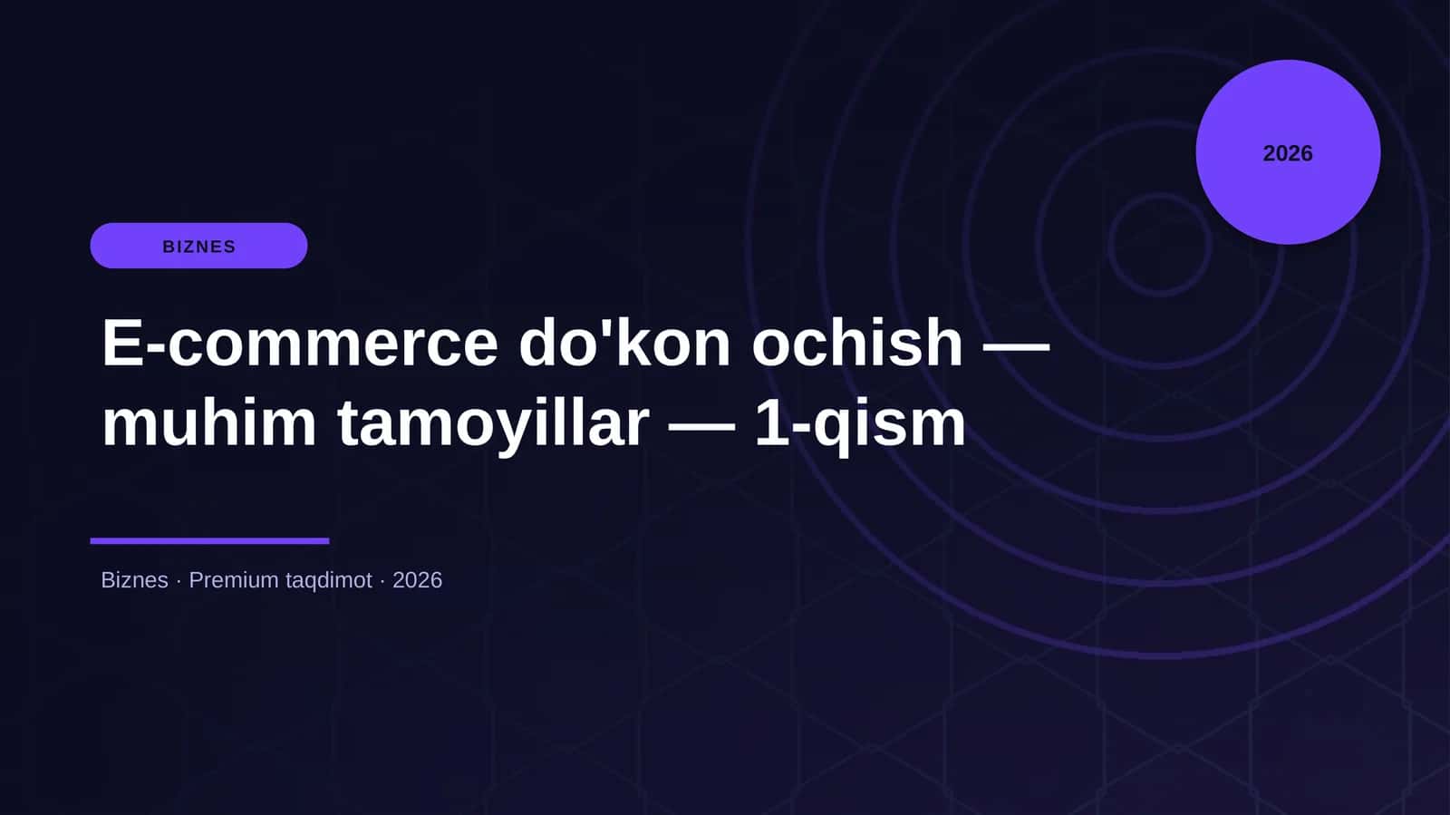 E-commerce do'kon ochish — muhim tamoyillar — 1-qism 1