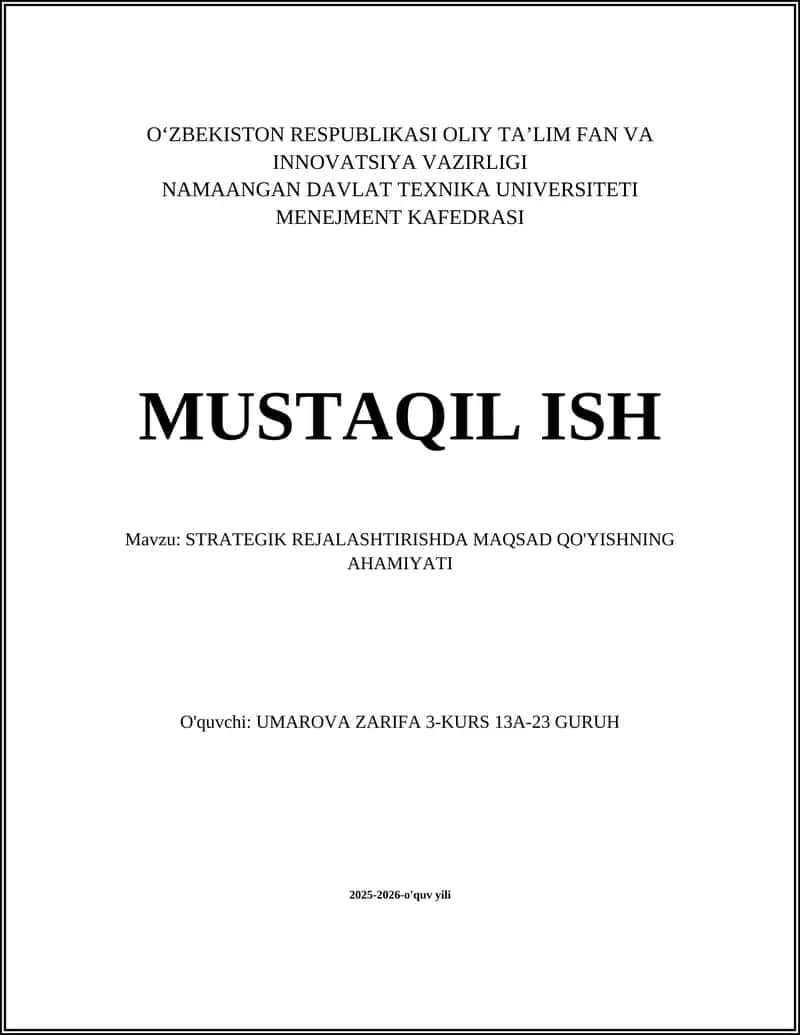 STRATEGIK REJALASHTIRISH 1