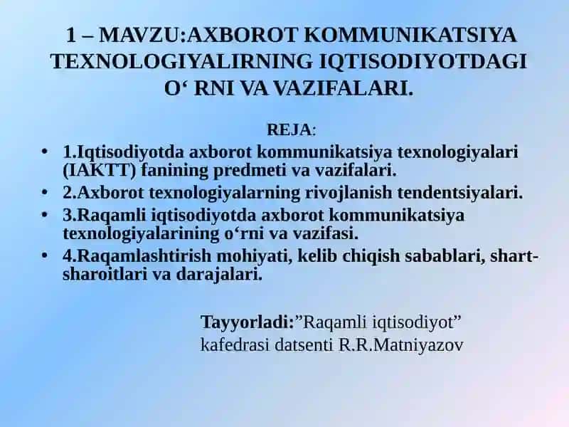 Axborot kommunikatsiya texnologiyalari
