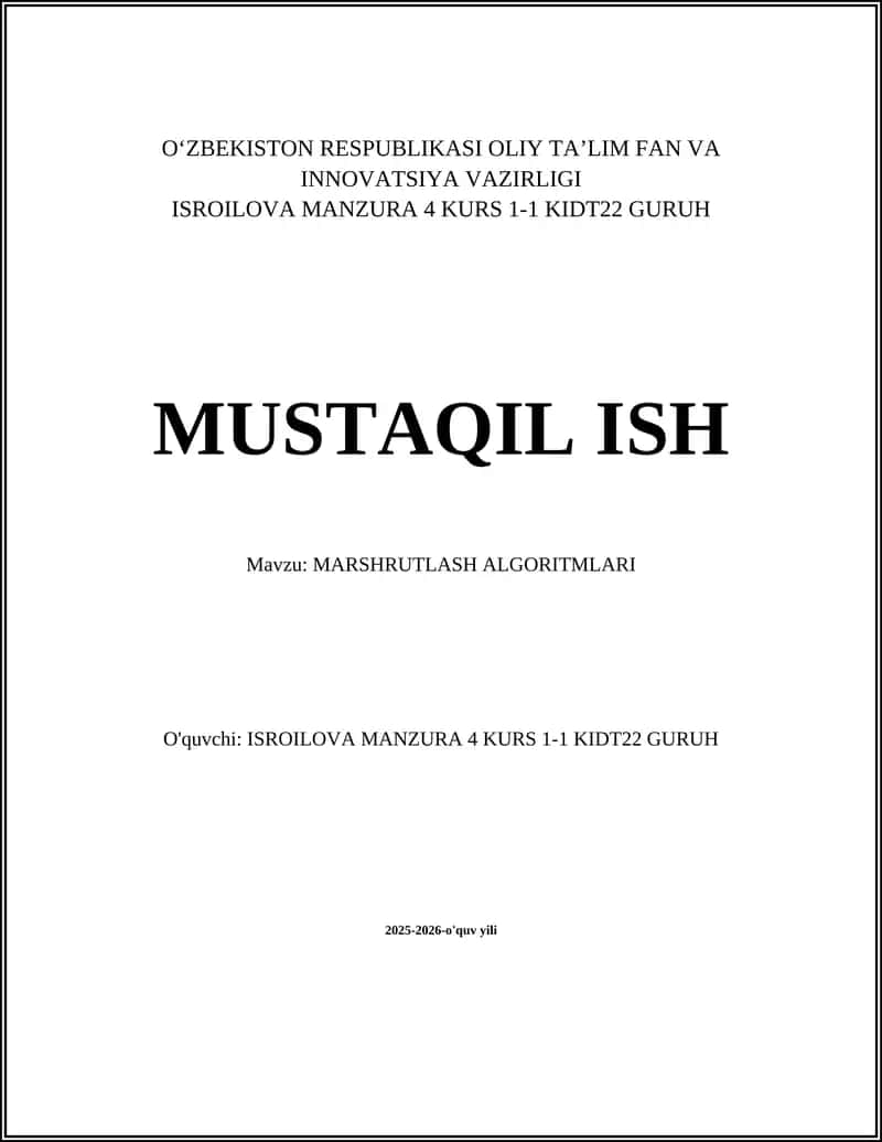 MARSHRUTLASH ALGORITMLARI 1