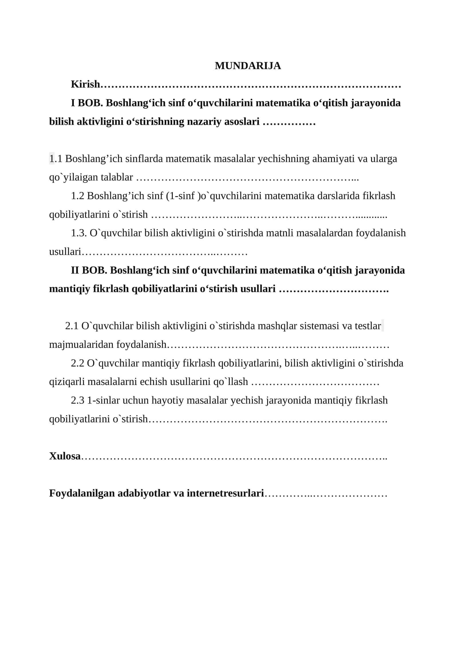 MUNDARIJA 1