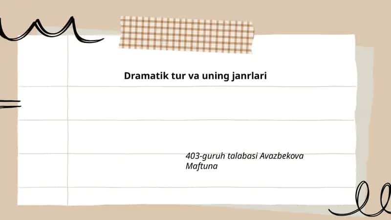 Dramatik tur va uning janrlari 1