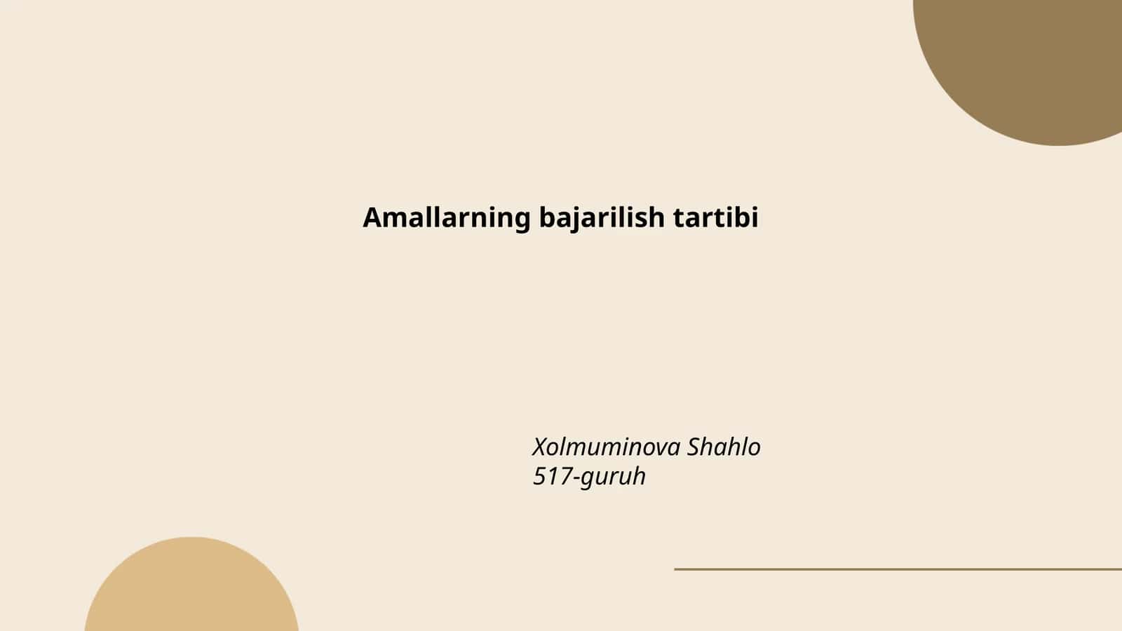 Amallarning bajarilish tartibi 1