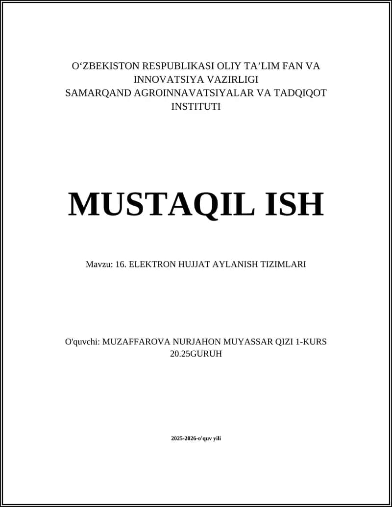 Elektron Hujjat Aylanish Tizimlari 1