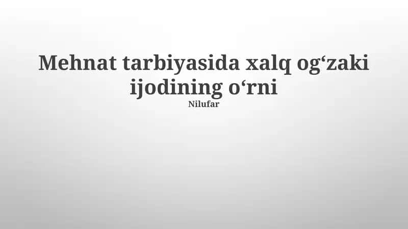 An'anaviy Hikoyalar va Kasb Tanlash 1