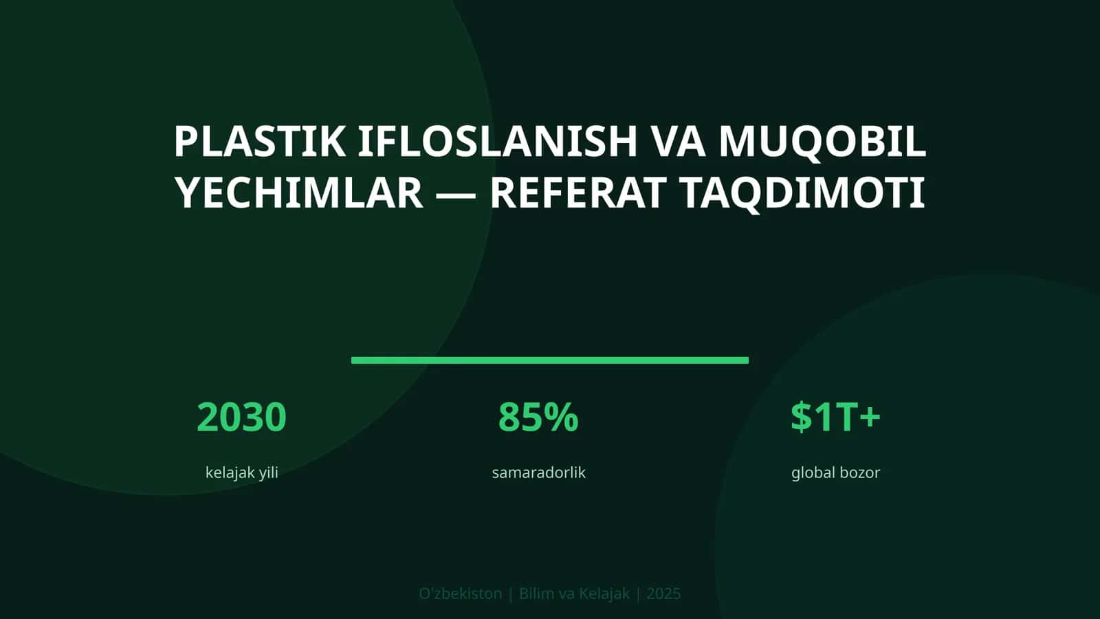 Plastik Ifloslanish va Muqobil Yechimlar 1
