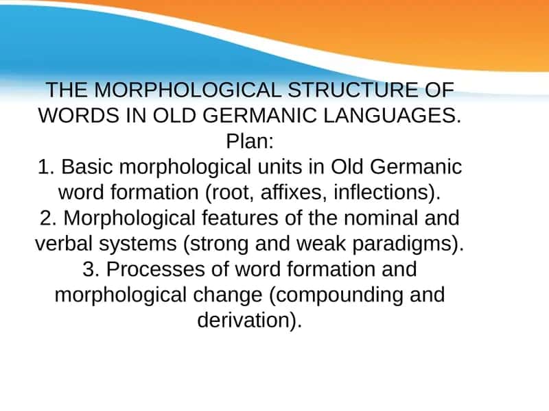 Morphological Structure of Words in Old Germanic Languages 1