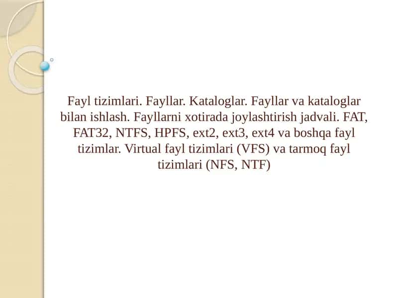 Fayl tizimlari 1