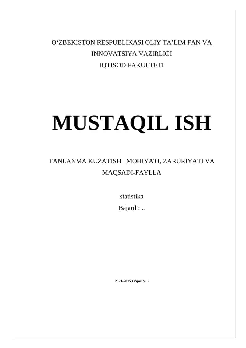 Tanlanma kuzatish 1