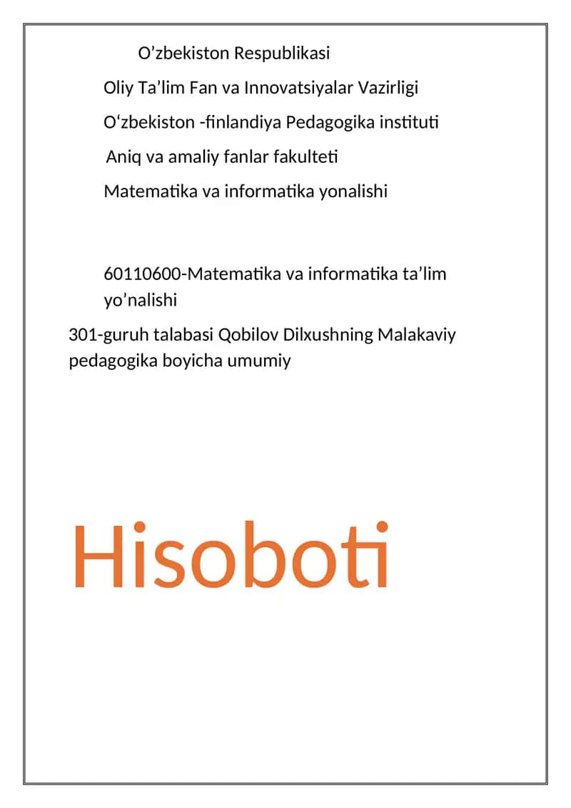 Hisobot 1