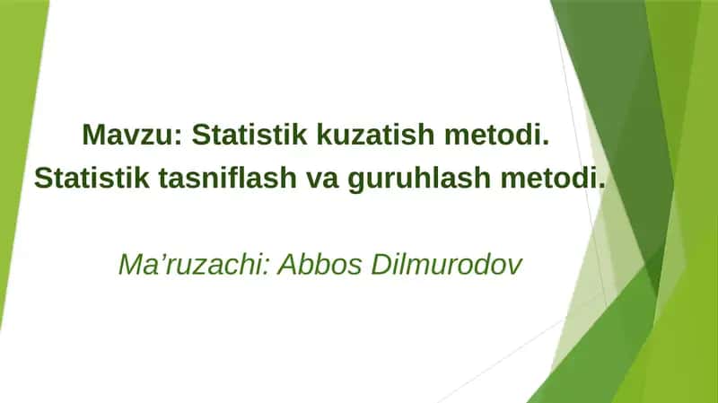 Statistik kuzatish metodlari 1