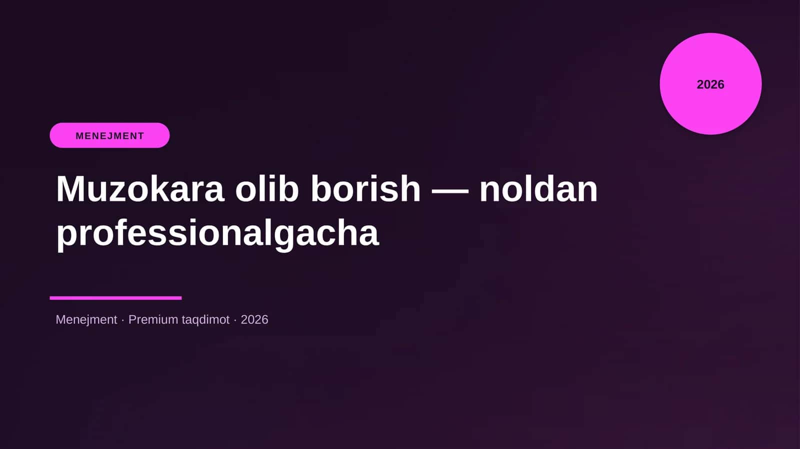 Muzokara olib borish — noldan professionalgacha 1