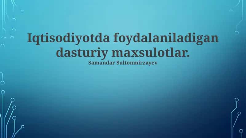 Moliyaviy modellashtirish dasturlari 1