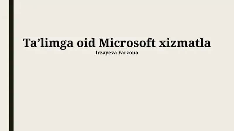 Ta'limga oid Microsoft xizmatlari 1