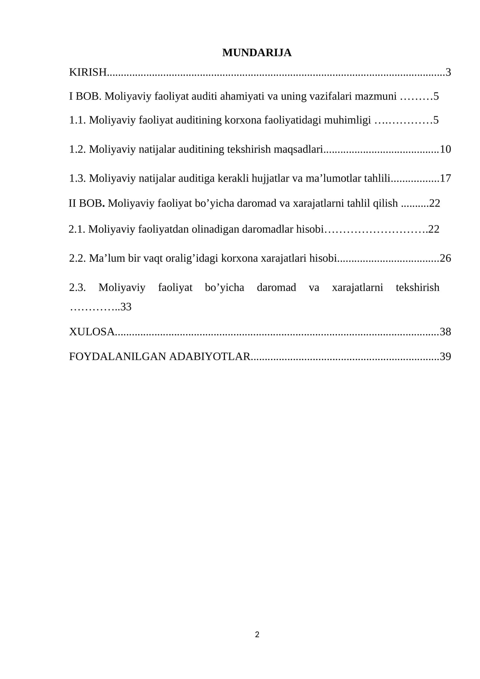 Moliyaviy faoliyat bo'yicha olingan daromadlar auditi 1