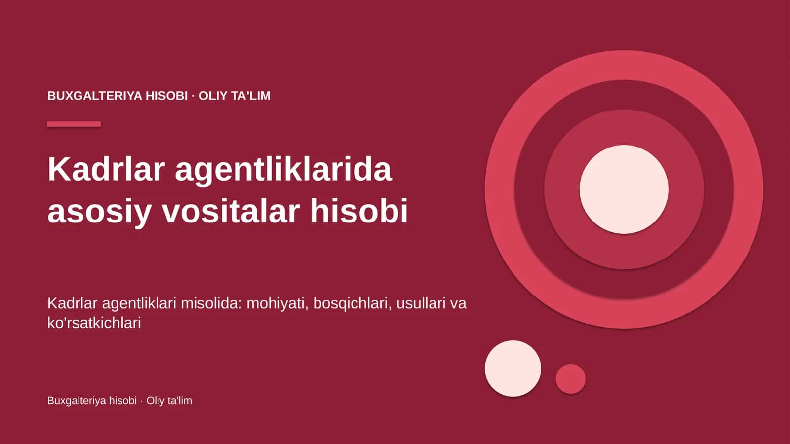 Kadrlar agentliklarida asosiy vositalar hisobi 1