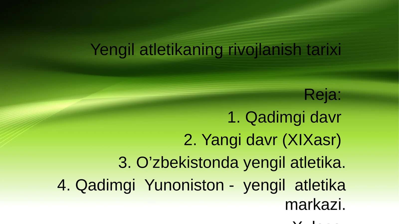 Yengil atletikaning rivojlanish tarixi 1